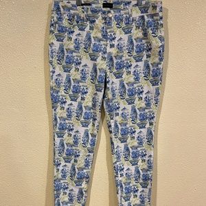 Talbots Pottery Print Slim Ankle Jeans Women's Sz 14 autumn floral